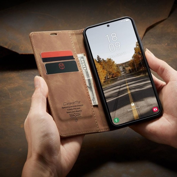 Чохол-книжка CaseMe Нубук для Samsung Galaxy A37 світло-коричневий