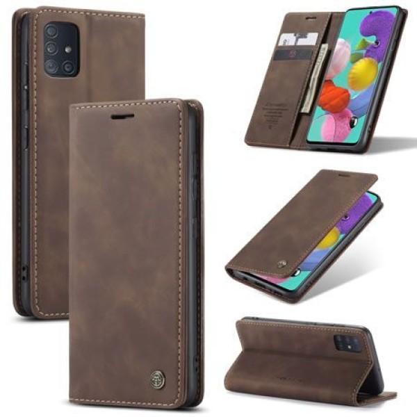 Чохол-книжка CaseMe Нубук для Samsung Galaxy A51 темно-коричневий
