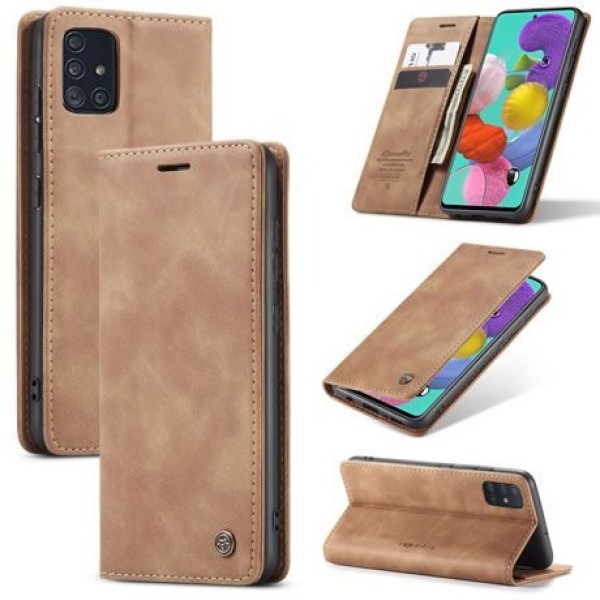 Чохол-книжка CaseMe Нубук для Samsung Galaxy A51 світло-коричневий