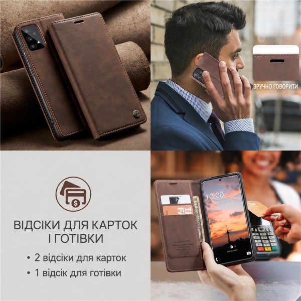 Чохол-книжка CaseMe Нубук для Samsung Galaxy A52 темно-коричневий