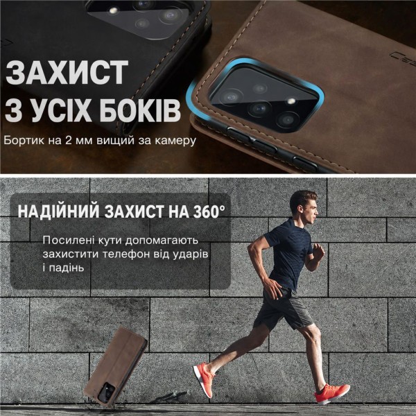 Чохол-книжка CaseMe Нубук для Samsung Galaxy A52 темно-коричневий