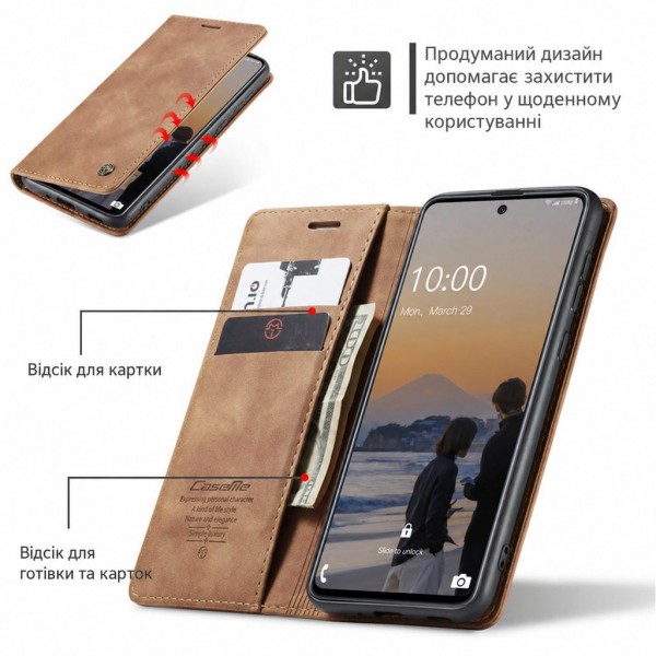 Чохол-книжка CaseMe Нубук для Samsung Galaxy A52 світло-коричневий