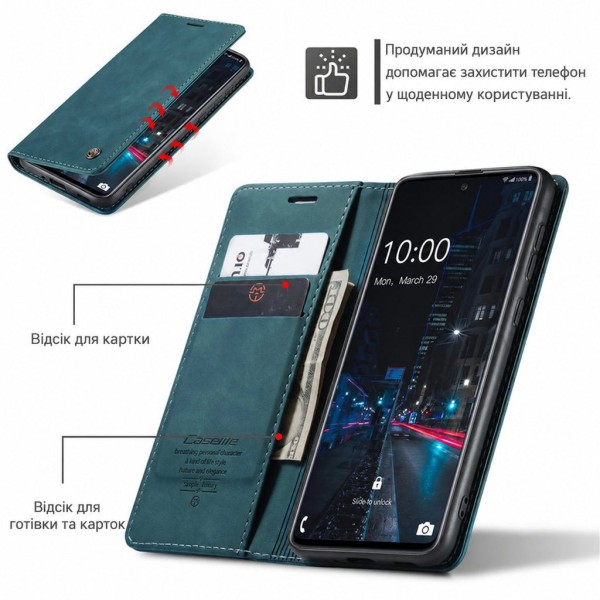 Чохол-книжка CaseMe Нубук для Samsung Galaxy A52 бірюзовий