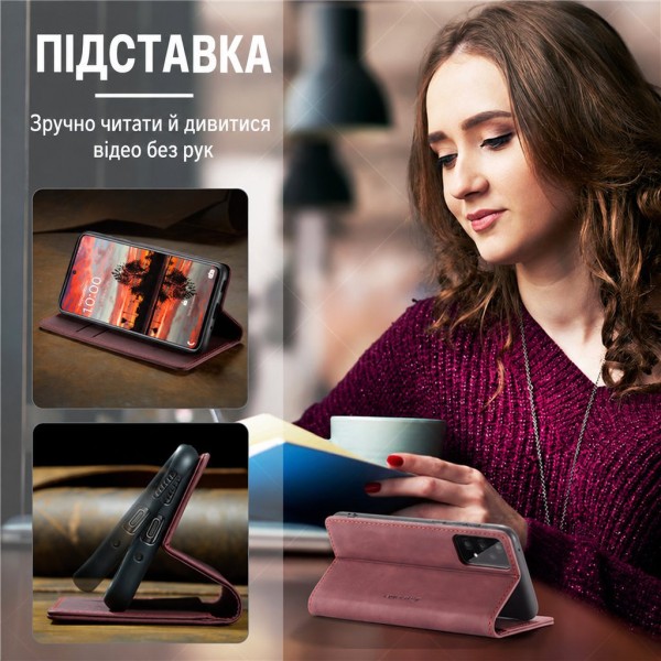 Чохол-книжка CaseMe Нубук для Samsung Galaxy A52s бордовий