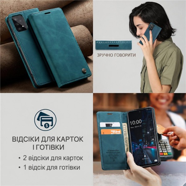 Чехол-книжка CaseMe Нубук для Samsung Galaxy A52s бирюзовый