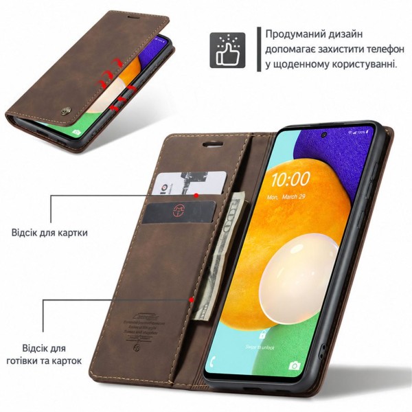 Чохол-книжка CaseMe Нубук для Samsung Galaxy A53 темно-коричневий