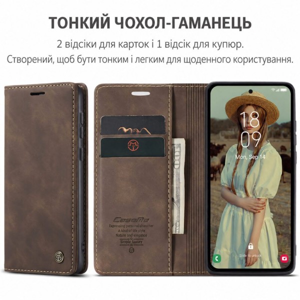 Чохол-книжка CaseMe Нубук для Samsung Galaxy A54 темно-коричневий