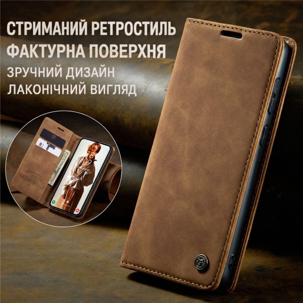Чохол-книжка CaseMe Нубук для Samsung Galaxy A54 світло-коричневий