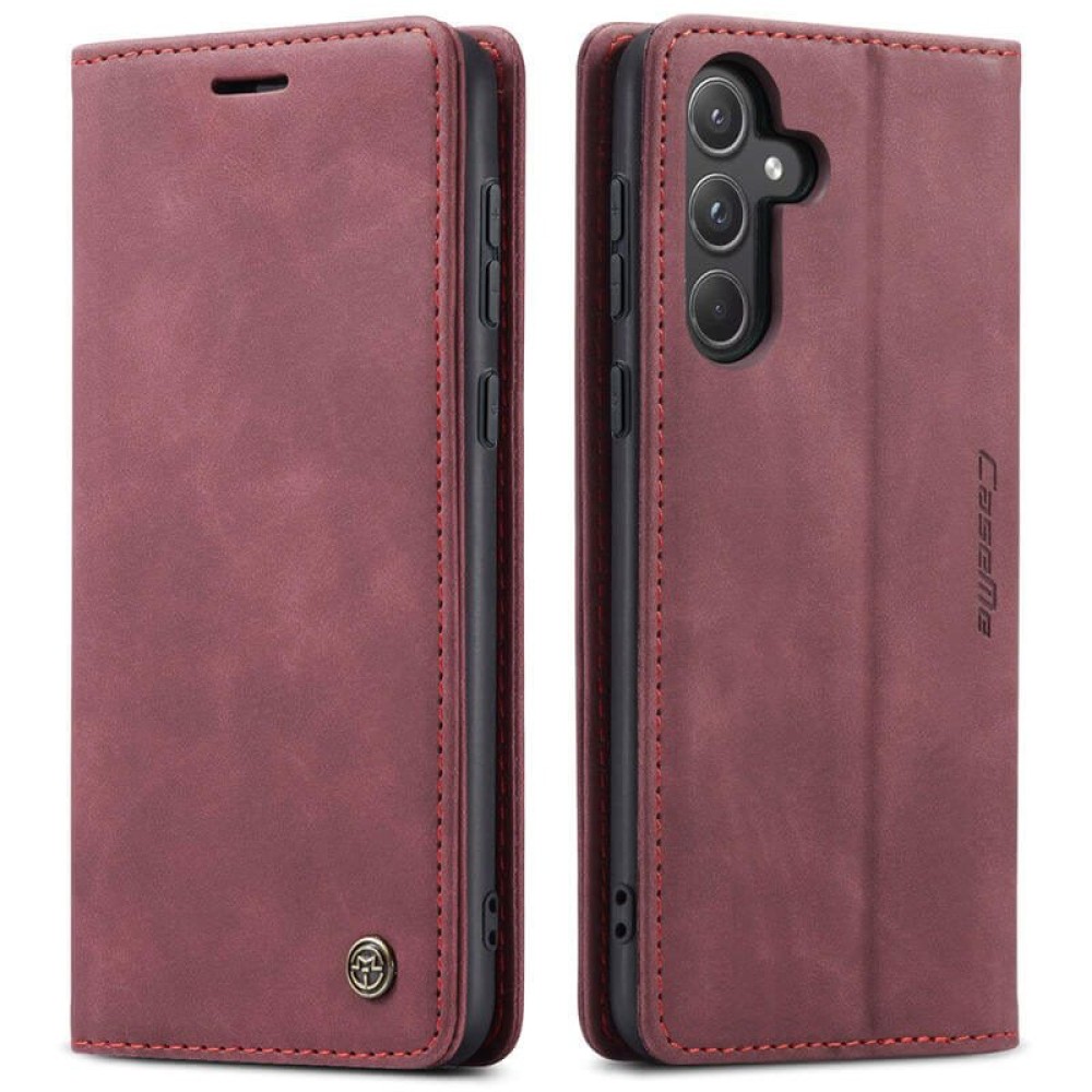 Чехол-книжка CaseMe Нубук для Samsung Galaxy A55 бордовый