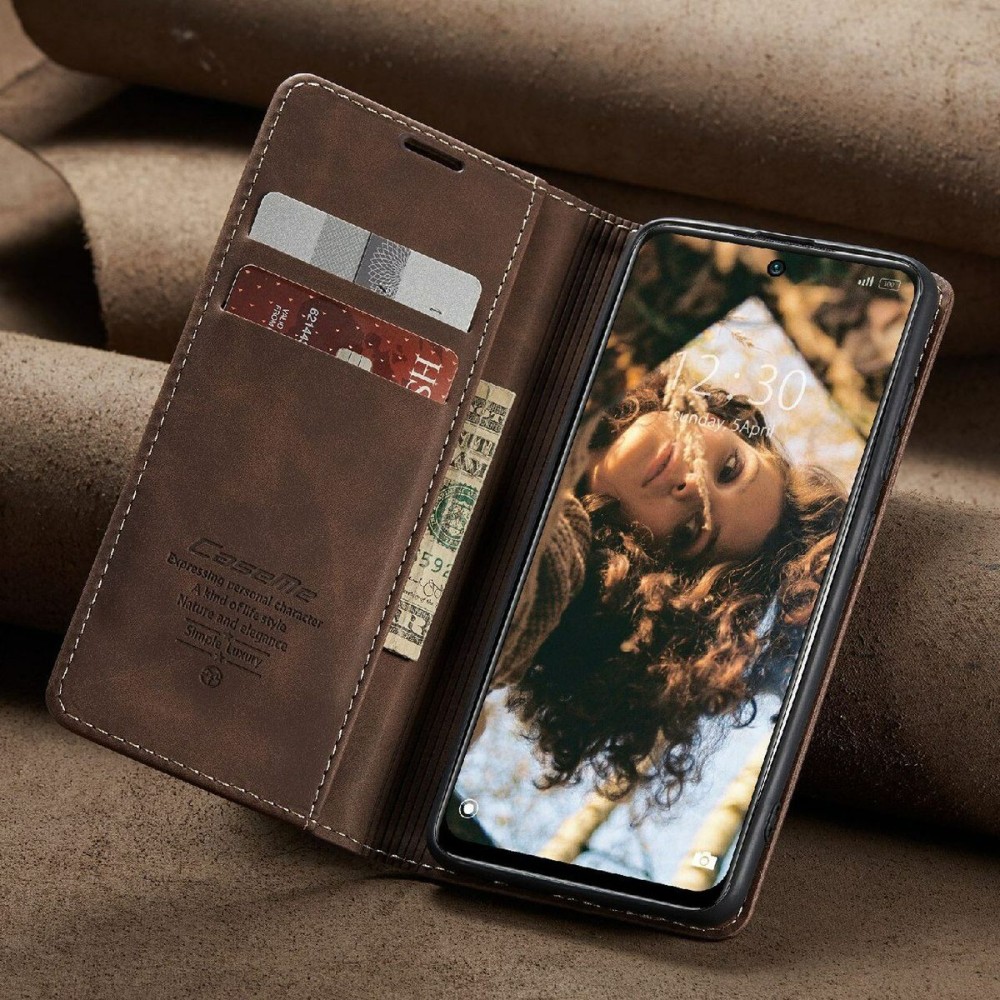 Чехол-книжка CaseMe Нубук для Samsung Galaxy A55 тёмно-коричневый