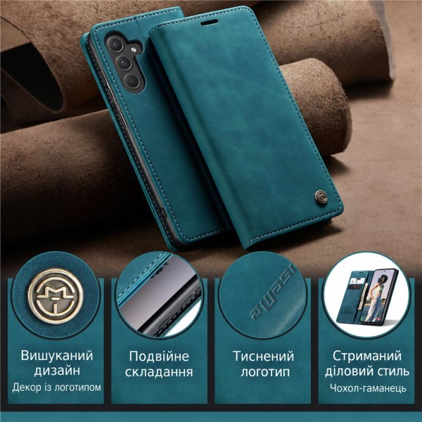 Чохол-книжка CaseMe Нубук для Samsung Galaxy A55 бірюзовий