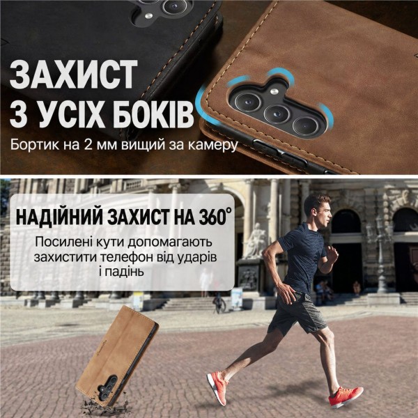 Чохол-книжка CaseMe Нубук для Samsung Galaxy A56 світло-коричневий