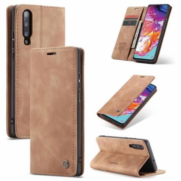 Чохол-книжка CaseMe Нубук для Samsung Galaxy A70 світло-коричневий
