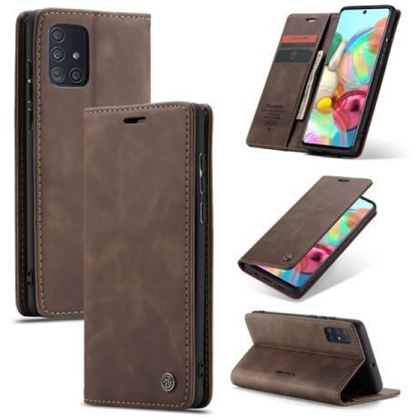 Чохол-книжка CaseMe Нубук для Samsung Galaxy A71 темно-коричневий