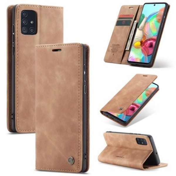 Чохол-книжка CaseMe Нубук для Samsung Galaxy A71 світло-коричневий