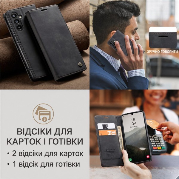 Чохол-книжка CaseMe Нубук для Samsung Galaxy M13 чорний
