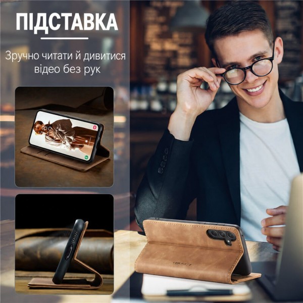 Чохол-книжка CaseMe Нубук для Samsung Galaxy M13 світло-коричневий