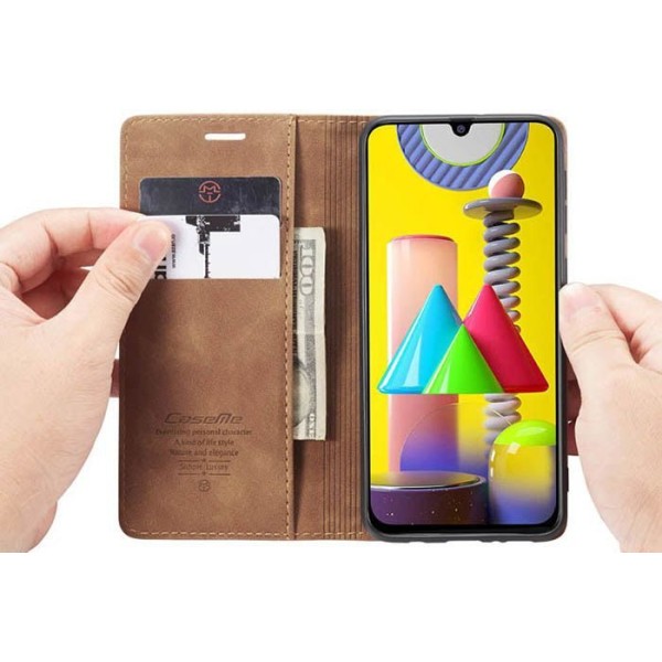 Чохол-книжка CaseMe Нубук для Samsung Galaxy M21s/M31 світло-коричневий