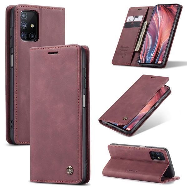 Чохол-книжка CaseMe Нубук для Samsung Galaxy M51 бордовий