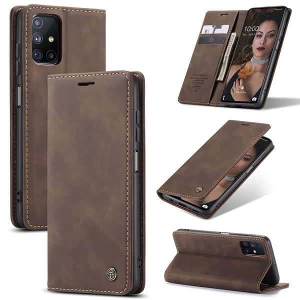 Чохол-книжка CaseMe Нубук для Samsung Galaxy M51 темно-коричневий