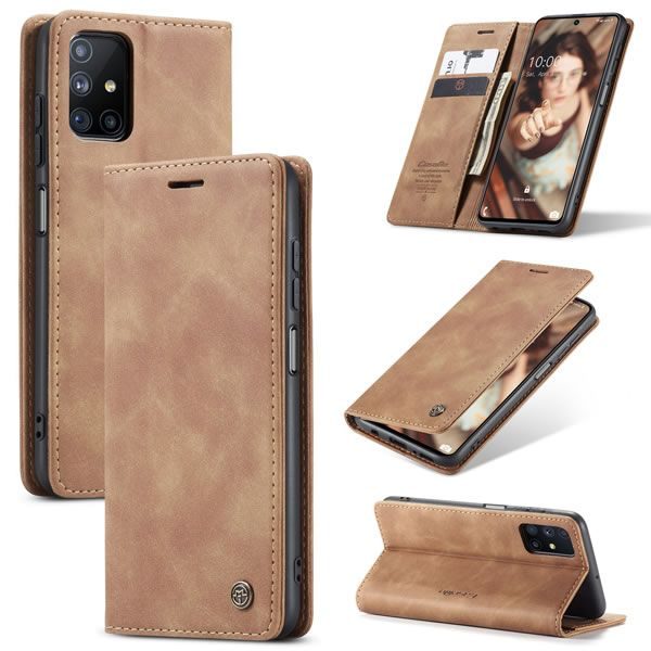 Чохол-книжка CaseMe Нубук для Samsung Galaxy M51 світло-коричневий
