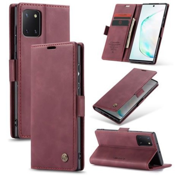 Чохол-книжка CaseMe Нубук для Samsung Galaxy Note 10 Lite бордовий
