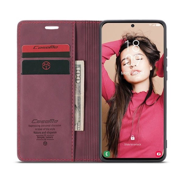 Чохол-книжка CaseMe Нубук для Samsung Galaxy S21 FE бордовий