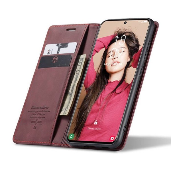 Чохол-книжка CaseMe Нубук для Samsung Galaxy S21 FE бордовий
