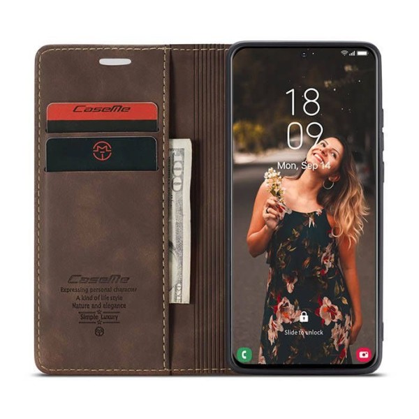 Чохол-книжка CaseMe Нубук для Samsung Galaxy S21 FE темно-коричневий