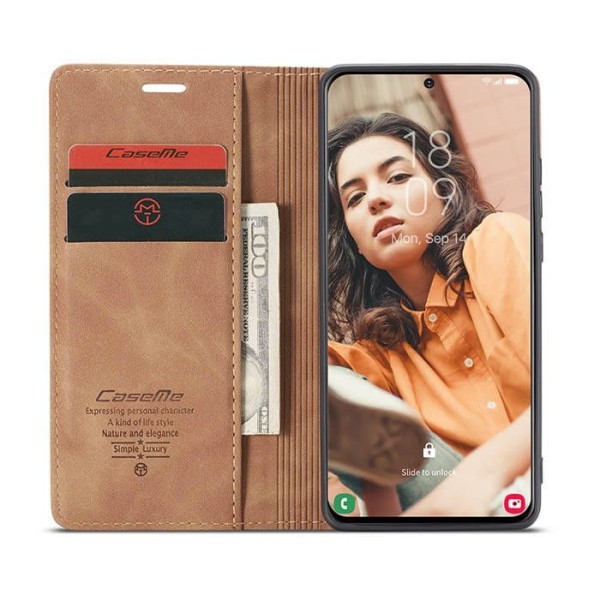 Чохол-книжка CaseMe Нубук для Samsung Galaxy S21 FE світло-коричневий