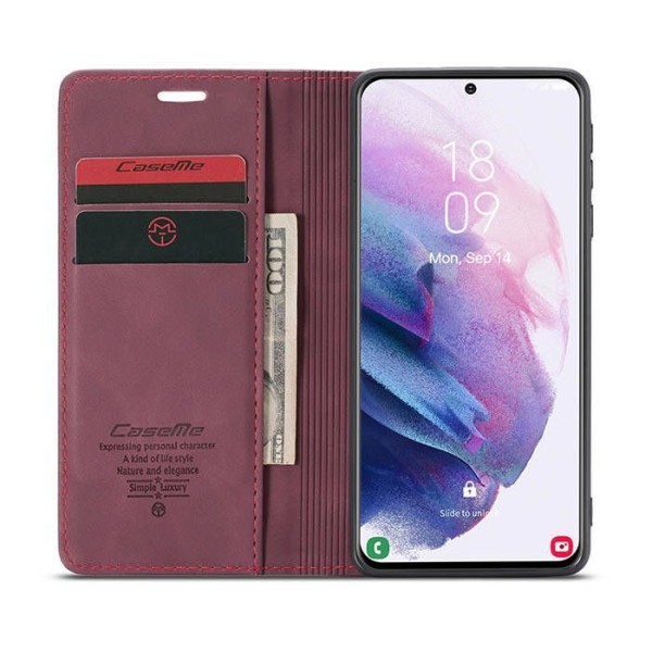 Чохол-книжка CaseMe Нубук для Samsung Galaxy S21 Plus бордовий