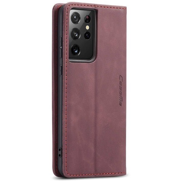 Чохол-книжка CaseMe Нубук для Samsung Galaxy S21 Ultra бордовий