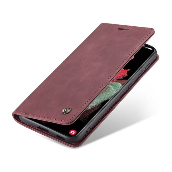 Чохол-книжка CaseMe Нубук для Samsung Galaxy S21 Ultra бордовий