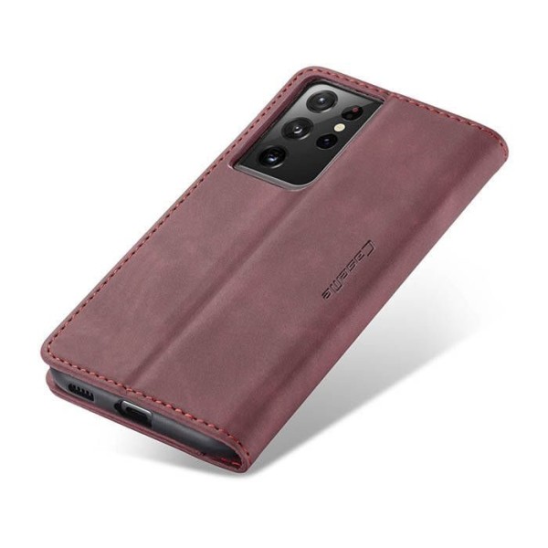 Чохол-книжка CaseMe Нубук для Samsung Galaxy S21 Ultra бордовий