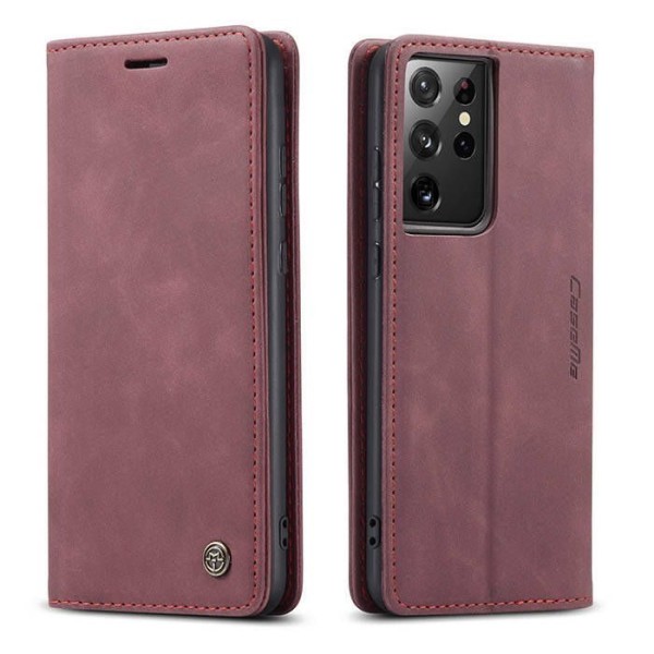 Чохол-книжка CaseMe Нубук для Samsung Galaxy S21 Ultra бордовий