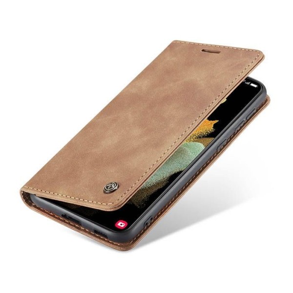 Чохол-книжка CaseMe Нубук для Samsung Galaxy S21 Ultra світло-коричневий