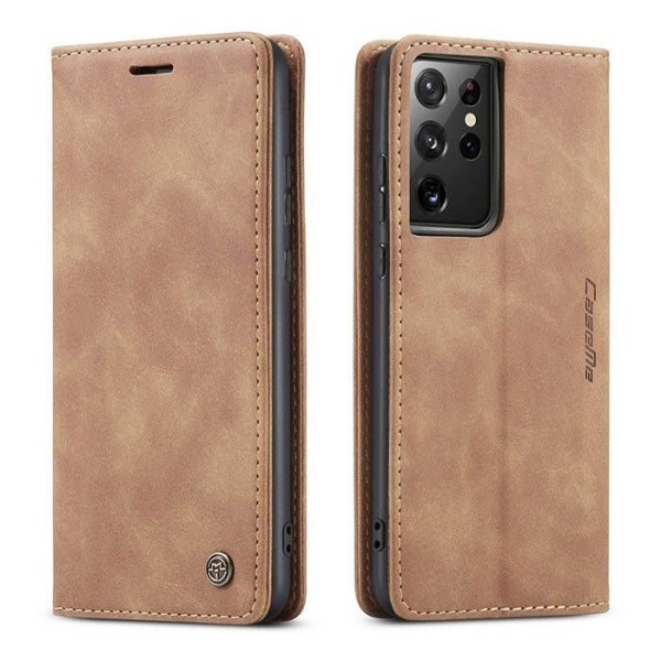 Чохол-книжка CaseMe Нубук для Samsung Galaxy S21 Ultra світло-коричневий