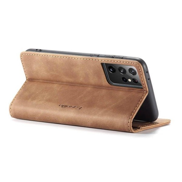 Чохол-книжка CaseMe Нубук для Samsung Galaxy S21 Ultra світло-коричневий