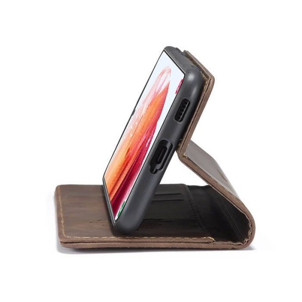 Чохол-книжка CaseMe Нубук для Samsung Galaxy S21 темно-коричневий