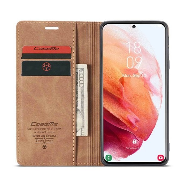 Чохол-книжка CaseMe Нубук для Samsung Galaxy S21 світло-коричневий