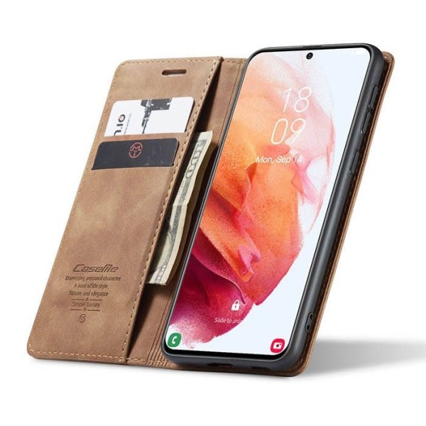 Чохол-книжка CaseMe Нубук для Samsung Galaxy S21 світло-коричневий
