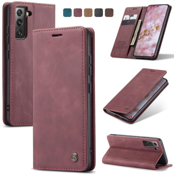 Чохол-книжка CaseMe Нубук для Samsung Galaxy S22 Plus бордовий