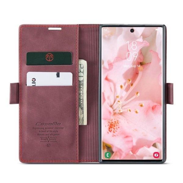 Чохол-книжка CaseMe Нубук для Samsung Galaxy S22 Ultra бордовий