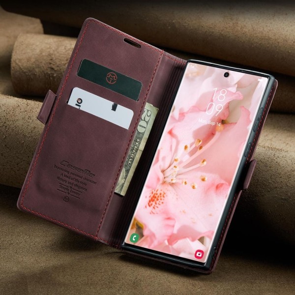 Чохол-книжка CaseMe Нубук для Samsung Galaxy S22 Ultra бордовий