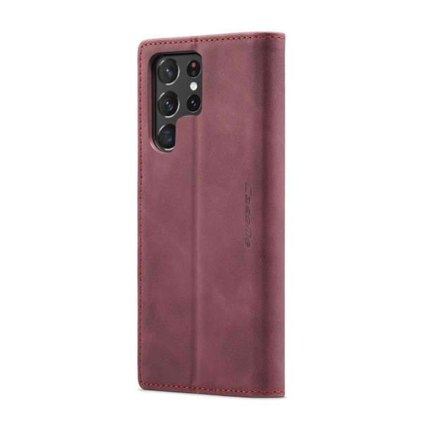 Чохол-книжка CaseMe Нубук для Samsung Galaxy S22 Ultra бордовий
