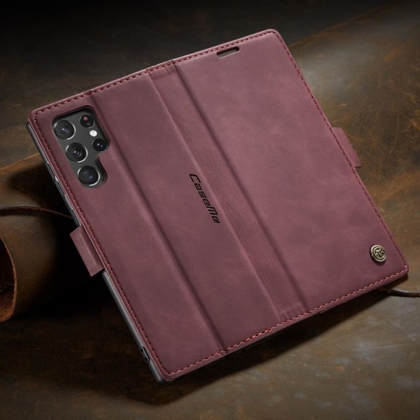 Чохол-книжка CaseMe Нубук для Samsung Galaxy S22 Ultra бордовий