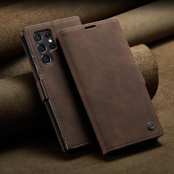 Чохол-книжка CaseMe Нубук для Samsung Galaxy S22 Ultra темно-коричневий