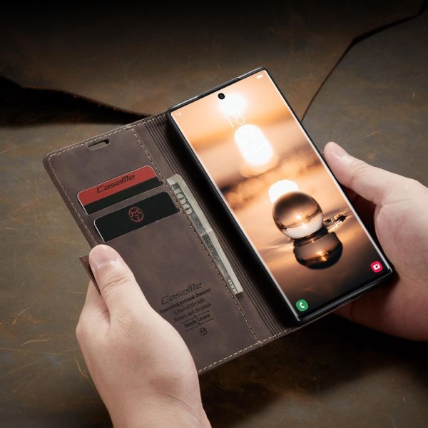 Чохол-книжка CaseMe Нубук для Samsung Galaxy S22 Ultra темно-коричневий