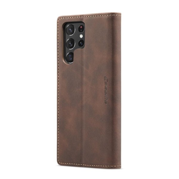 Чохол-книжка CaseMe Нубук для Samsung Galaxy S22 Ultra темно-коричневий