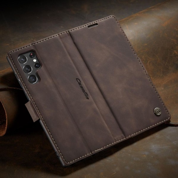 Чохол-книжка CaseMe Нубук для Samsung Galaxy S22 Ultra темно-коричневий